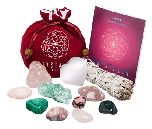 NEW Crystals for Love and Relationships/11 pc Crystal Healing Set - Rose Quartz, Pink Aventurine, Malachite, Pink Agate, Fuchsite, Pink Opal, Rhodonite & More + Informational Booklet/Gift Ready