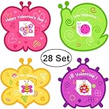 Rosenice Valentine Card Pack Including 32 Set Butterfly Cards, Tattoos and Envelopes