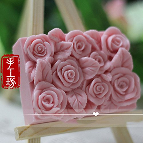 Grainrain Soap Mold Silicone Craft Rose Rectangle Soap Making Mould DIY Candle Resin Mold
