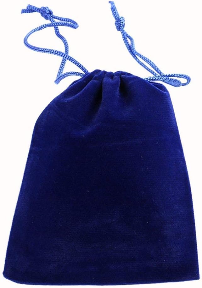 rainbowroseus 50PCS Velvet Cloth Jewelry Pouches Drawstring Bags Christmas Candy Gift Bag Pouch Wedding Favors (Blue, 5" x 7")