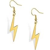 Lightning Bolt Dangle Earrings Thunder Minimalist Pendant Thunderbolt Drop Earrings Punk Style Unisex Jewelry Charm Inspirational Gift