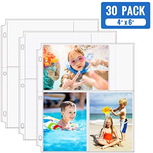 MaxGear Photo Sleeves for 3 Ring Binder 30 Pack (4x6, for 180 Photos
