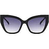 BRMHDY Oversized Cat Eye Sunglasses for Women Fashion Big Cateye Frame Sunnies Trendy UV400 Black Shades