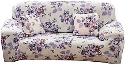 NovaDecor Sofa Cover 2 Seater Stretch Elastic Polyester Fabric Soft Couch Cover Floral Print Slipcover