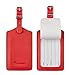 Travelambo Luggage Tags for Suitcases Faux Leather Privacy Protection 2 Pack Bag Tags Travel Accessories Essential, Classic Red