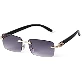 SDINM Fashion Rectangle Rimless Sunglasses for Men Women Frameless Tinted Lens Sun Glasses Shades