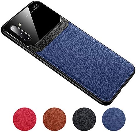OcaseQ Samsung Galaxy Note 10/Note 10 Plus Case Premium PU Leather Case Soft TPU Silicone Bumper Shockproof Case Ultra Thin Mirror Tempered Glass Business Phone Back Cover,Blue,SamsungNote10Plus