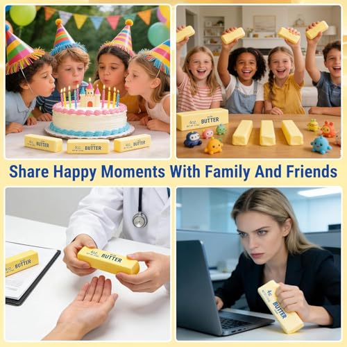 Last Page®2Pack Slow Rising Dumpling Squishy Butter Squeeze Toys, Slow Rising Squishy,Squeeze Ball Realistic Butter Stick Soft Squeeze Toys for Adults Office Home Stress Relief (Yellow)
