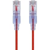 Monoprice - 116314 SlimRun Cat6A Ethernet Patch Cable - Snagless RJ45 UTP Pure Bare Copper Wire 10G 30AWG 1ft Red 10-Pack