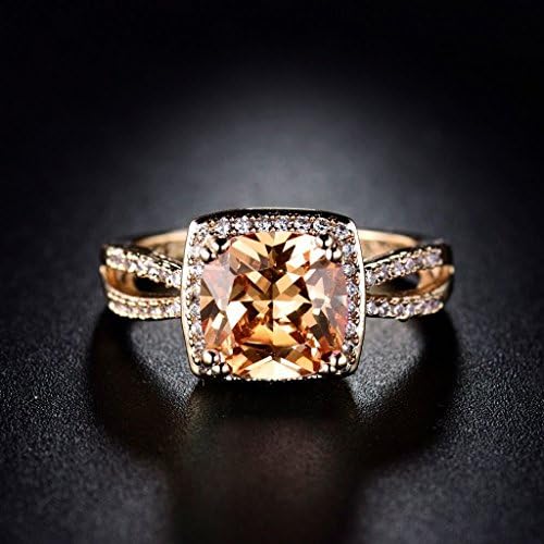 Ravewan Shop Women Princess Yellow Citrine CTR Crystal Promise Wedding Eternity Gold Rings (8)