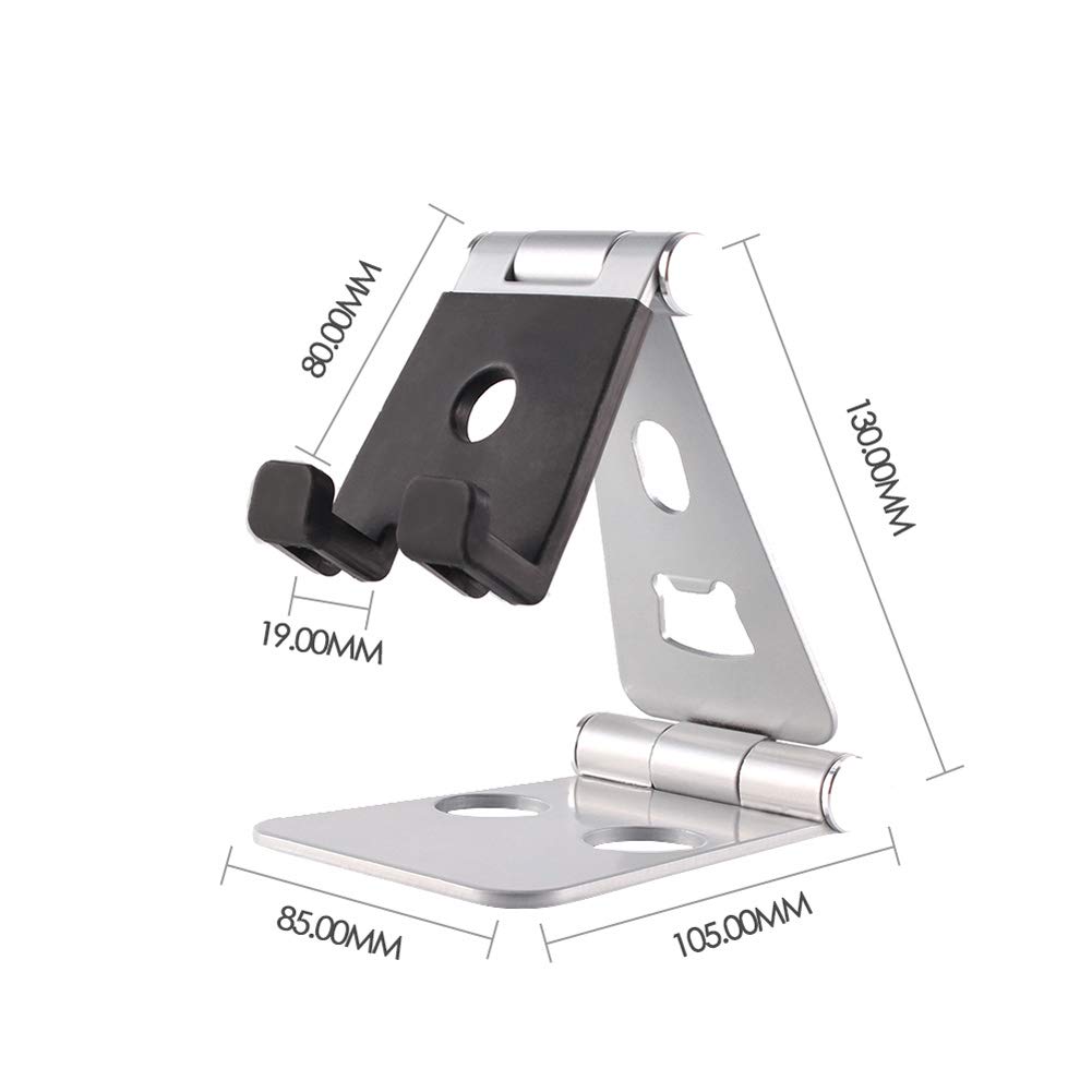 Foldable Tablet Stand, ZOORE Adjustable Phone Stand - Portable Full Alumimum Desktop Tablet Holder Stand compatible with iPad, iPhone, Nintendo Switch, Samsung Tab S7, Fire Tablet, Kindl - Silver