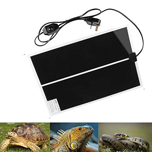 PeSandy Reptile Heating Mat with Temperature Adjustment, 20W Non-Adhesive Heat Pad for Reptiles Tortoise Snakes Lizard Gecko Hermit Crab Turtle Amphibians - Removable Under Tank Heat Pad(16.5x11 inch)