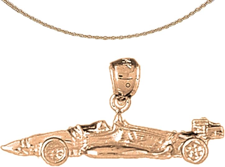 Jewels Obsession Race Car Necklace 14K Rose Gold Race Car