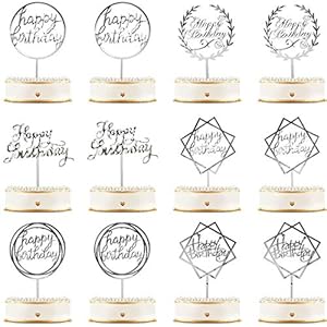 12 stuks Happy Birthday Cake Topper Acryl Verjaardag Cupcake Topper Cake Pick Decoraties voor Verjaardag Party Cake…