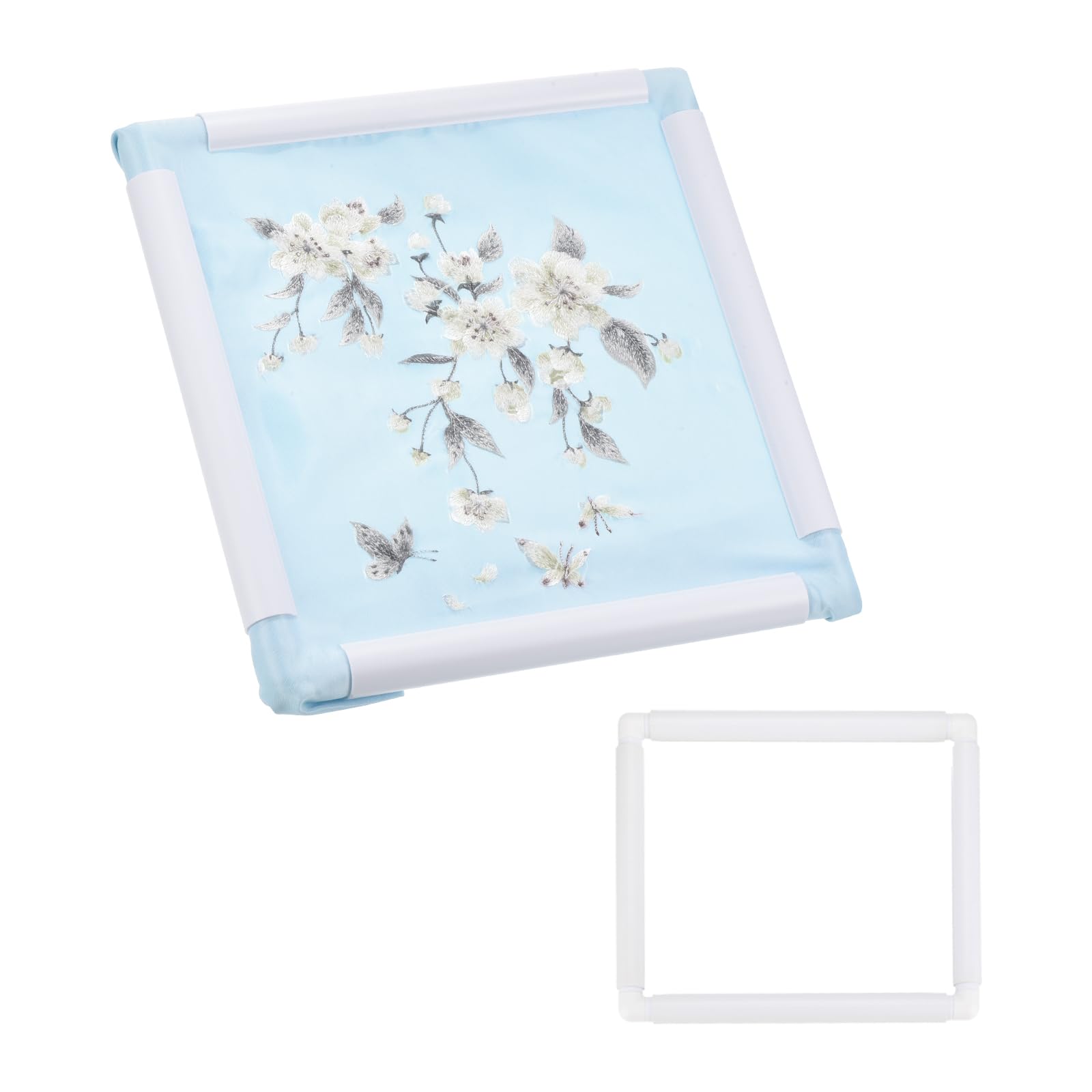 PATIKIL Embroidery Hoops Universal Clip Embroidery Hoop Frame Reusable Square Rectangle Plastic Clip Frame Embroidery Hoop for Art Craft Sewing (8x8Inch), White