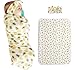 Chinatera Newborn Baby 2pcs Cotton Pineapple Floral Swaddle Infant Toddlers Bath Wrap Sleeping Bag Receiving Blanket Bowknot Headband Set (Style A)