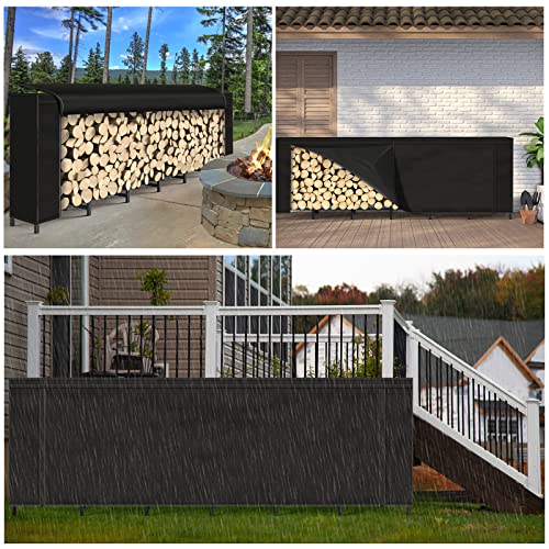 8ft Firewood Rack Outdoor with Cover Combo Set