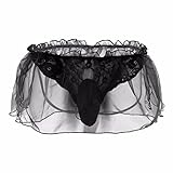 Crossdress Panties Feeshow Men's Jockstrap Lace Briefs Sissy Pouch Underwear Ruffle Skirted