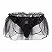 Crossdress Panties Feeshow Men's Jockstrap Lace Briefs Sissy Pouch Underwear Ruffle Skirted Black X-Large