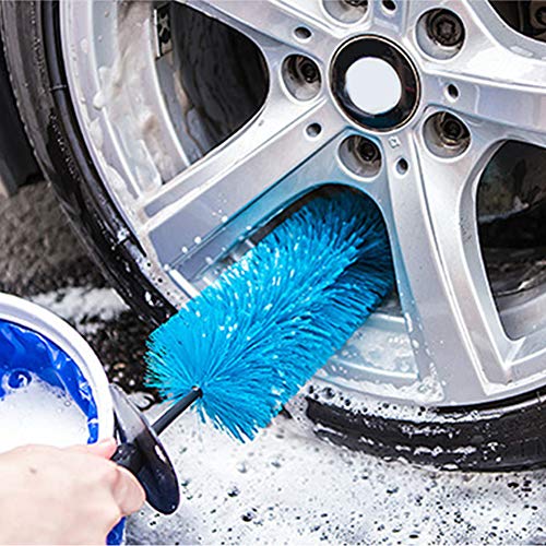 yodaliy Portable Car Tire Wheel Rim Brush Multipurpose Car Wheel Brush Tire Cleaning Brush Long Soft Bristle Scrub Cleaner for Tire Rim Vehicle Motorcycle Engine Auto Detailing Tools