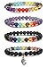 THUNARAZ 4pcs Men Women 7 Chakras Beads Bracelet Lava Rock Bracelets Natural Stone Yoga Bracelet Bangle 8MM Yoga
