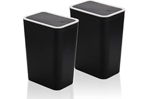 Fasmov Trash Can, 2 Pack 7.5 Liter / 2 Gallon Plastic Garbage Container Bin with Press Top Lid, Garbage Can Waste Basket for 