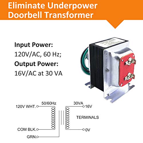 Doorbell Transformer 16V 30VA Comptible with Ring Video Doorbell Pro