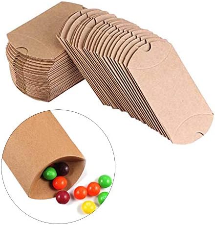 50Pcs Kraft Paper Pillow Box for Wedding Party Birthday Box