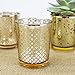 Just Artifacts Glass Votive Candle Holder 2.75-Inch (12pcs, Lattice Gold) - Mercury Glass Votive Tealight Candle Holders for Weddings, Parties and Home Decor