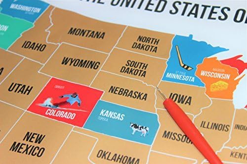 Jaymic Scratch Off Travel Map of USA | Track Your Travels | Learn States and Capitals Perfect for Kids | United States of America with Capital Cities (17"x24") | Premium Quality with Scratching Tool