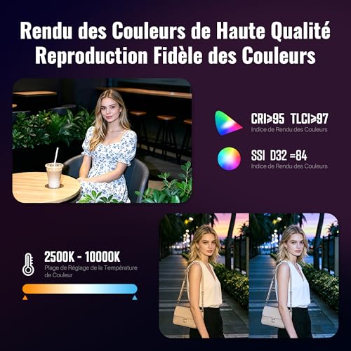 ZHIYUN Fiveray M60 Ultra 60W RGB Video Light [Official] LED Light for Camera, Cold Shoe, LED Video Lighting, APP Control, 4500mAh Battery, 2500K~10000K, 430g, Portable Streaming Lamp for YT TK
