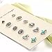 Wivily Retro Rhinestone Turquoise Beautiful Stud Earings Set for Women Girls (6 Pairs)