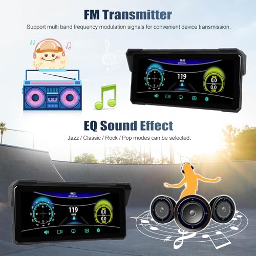 CAMECHO Motorcycle Screen 8.1 Inch HD Dash Cam Dual Camera AV/AR, CarPlay & Android Auto Wireless, IP68, Bluetooth | Universal DVR Monitor with EQ Adjustment for Motorcycles