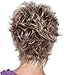 FENCCA Short Curly Wigs for White Women Blonde Bob Hair Wigs Natural Looking Heat Resistant Synthetic Fashion Wig with Wig Cap ( Light Blonde Mixed Red Brown) FC024