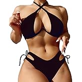 Favnac Sexy Bikini for Women Underwire Swimsuits Spaghetti Strap Swimwear Criss Cross Halter Bathing Suit 2 Piece