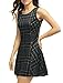 Allegra K Women's Round Neck Sleeveless Plaids Mini A Line Dress XL Blue