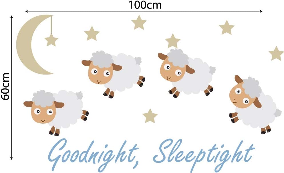 60 Second Makeover Limited Full Colour Counting Sheep Blue Nursery Wall Sticker Decal Goodnight Sleeptight Baby Room Children's Bedroom - Image 3
