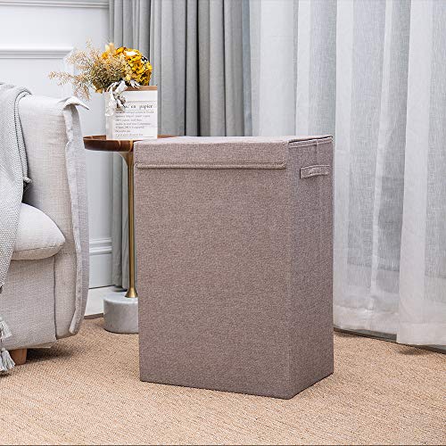 Hosroome Laundry Hampers with Lids Laundry Baskets with Handles Waterproof and Mildewproof Foldable Hamper Easily Transport Laundry,Brown