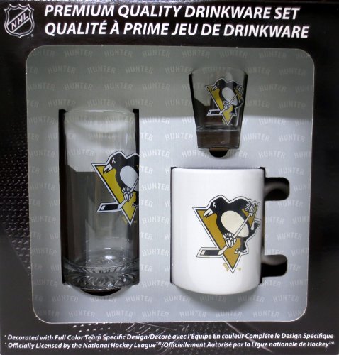 Pittsburgh Penguins NHL Premium Quality 3 Piece Drinkware Set