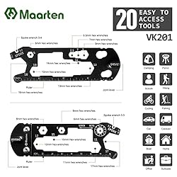 Maarten Bike Multitool, 20 in 1 Black EDC Outdoor