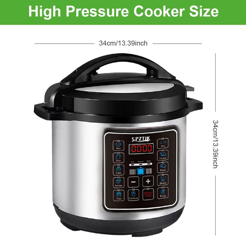 SPZTJK 12-in-1 Electric Pressure Cooker 6 Quart, LED Multifunction Steamer, 24-Hour Presetting Electric Rice Cooker, Pressure Cooker, Slow Cooker, Steamer, Warmer, Multicooker, 1000W, Stainless Steel
