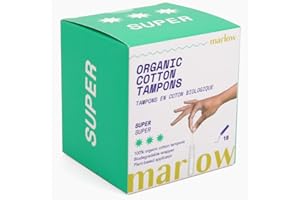 Marlow 100% Organic Cotton Easy Glide Tampons with Compact Plant Based BPA Free Applicator, Chlorine Free, Toxin Free, Hypoal