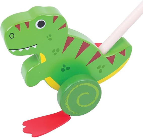 Bigjigs Toys Wooden TRex Push Along Walking Toys for Babies and