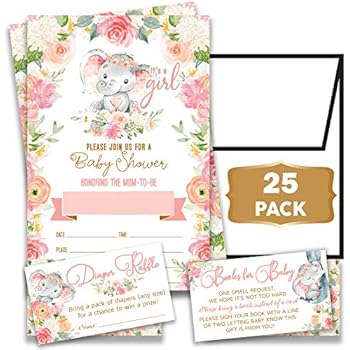Amazon Com 50 Fill In Elephant Baby Shower Invitations Baby