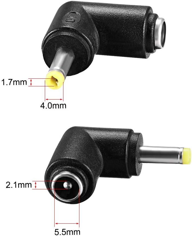 sourcing map 3pcs DC Power Connector Adapter 90 Degree Angle 4.0mm x 1.7mm Male Plug to 5.5mm x 2.1mm Female Jack Coupler Converter or Laptop CCTV Camera strip lighting3Pcs - Image 3