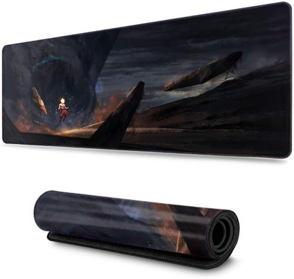 Non-Slip Rubber Mice Pads Mousepad Stitched Edges for PC Computer Laptop forBall Dragon z Kakarot Super Z Son Goku Mousepad(15.8x35.5x0.2 in)