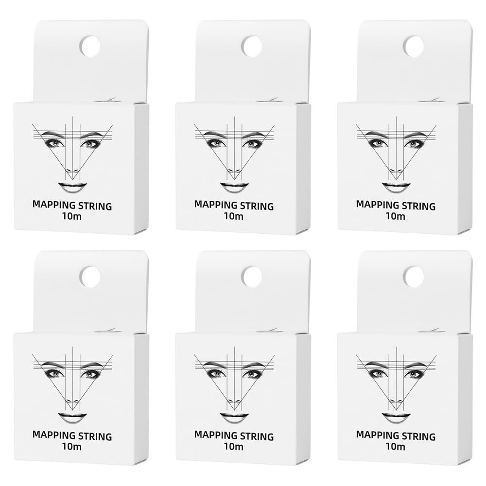 Tiardey 6PCS Eyebrow Mapping Thread Strings with Ink Mark Positioning Pigment String Tattoo for Brow Mapping(White)