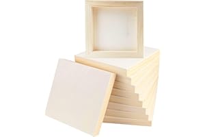 FSWCCK 10 Pack 6 x 6 inch Wood Panel Boards, Unfinished Wood Canvas Panels for Crafts, Painting Canvas, DIY Art Projects, Pouring, Arts Use with Oils, Acrylics
