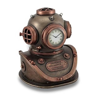 Resin Desk Clocks Bronze And Copper Finish Mark V Dive Helmet Desk Clock 4 X 5 X 4.5 Inches Copper 51Y515 nQUL