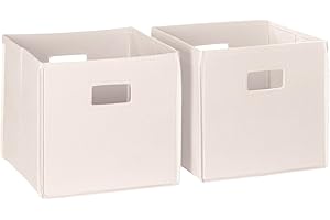 RiverRidge Kids 2pc Fabric Collapsible Storage Cube Organizers with Handles for Playroom Organization - Cream